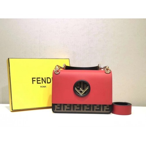 FENDI Kan I Borsa a Spalla in Pelle 8BT284 rossa