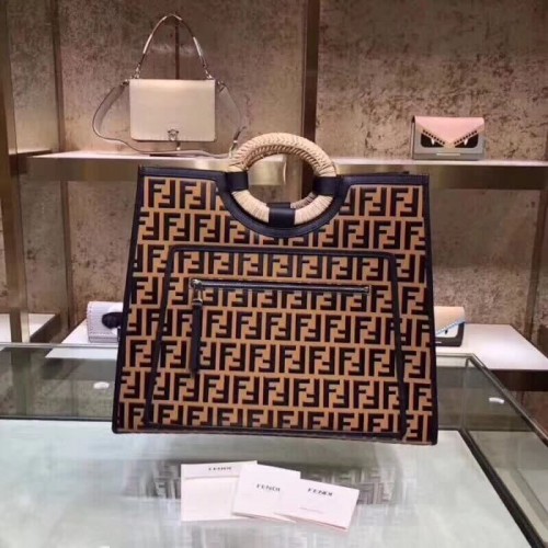 Borsa tote in pelle originale FENDI Kan I 23589