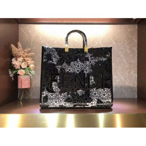 Borsa ricamo FENDI LARGE 8BH386AB nera