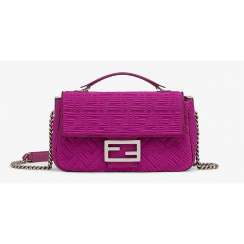 Borsa in tessuto FENDI MIDI BAGUETTE CHAIN FF 8BR793 Viola