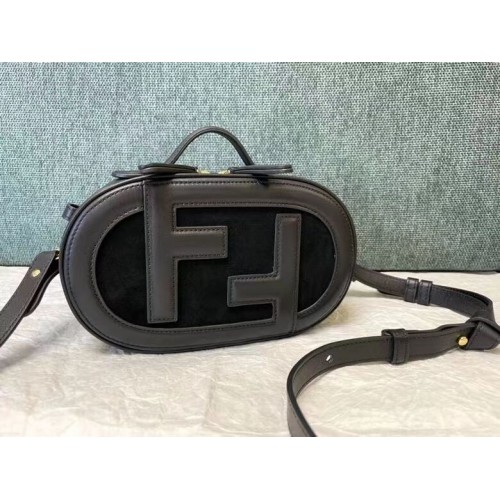 FENDI MINI CAMERA CASE mini borsa in pelle e camoscio 8BS058AH nera