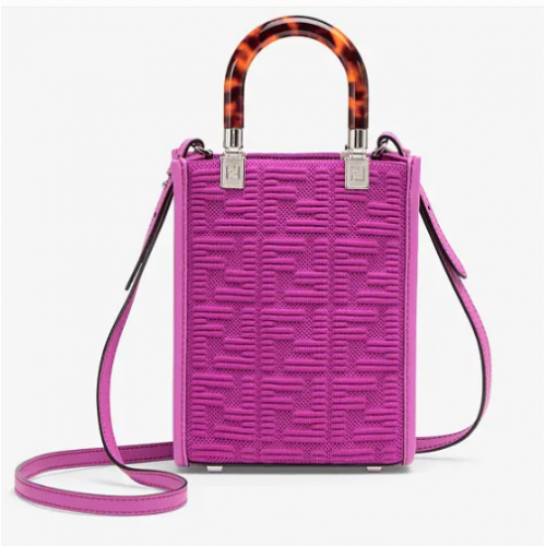 FENDI MINI SUNSHINE SHOPPER Mini borsa in tessuto FF 8BS051AG Viola