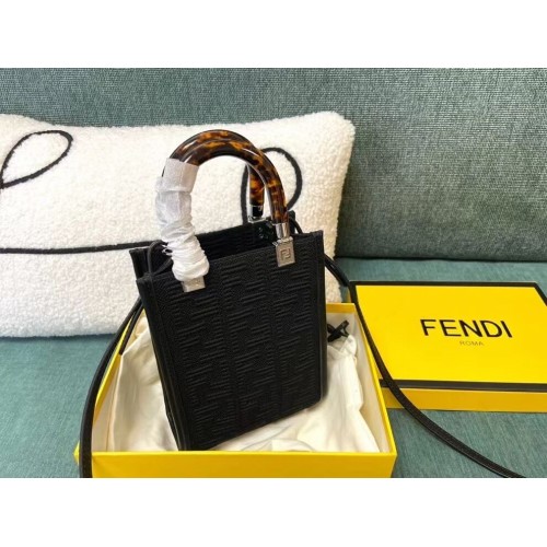 FENDI MINI SUNSHINE SHOPPER Borsa mini in tessuto FF 8BS051AG nera