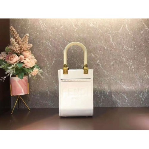 FENDI MINI SUNSHINE SHOPPER mini borsa in pelle 8BS051ABV beige