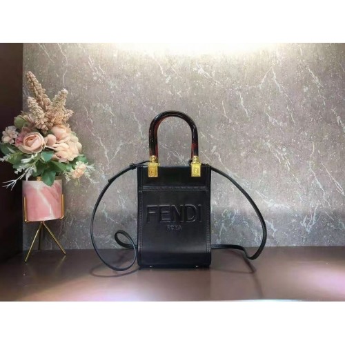 FENDI MINI SUNSHINE SHOPPER mini borsa in pelle 8BS051ABV nera FENDI MINI SUNSHINE SHOPPER mini borsa in pelle 8BS051ABV nera