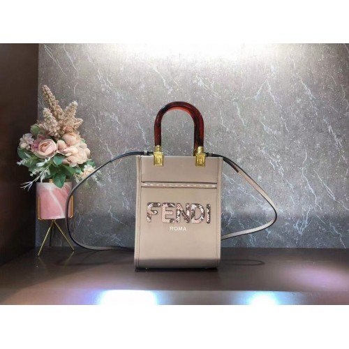 FENDI MINI SUNSHINE SHOPPER mini borsa in pelle 8BS051ABV grigio
