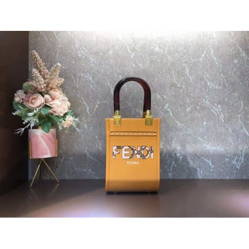 FENDI MINI SUNSHINE SHOPPER mini borsa in pelle 8BS051ABV arancione