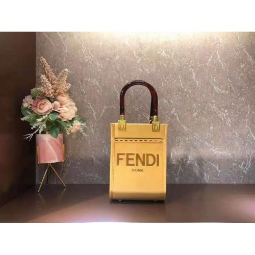 FENDI MINI SUNSHINE SHOPPER mini borsa in pelle 8BS051ABV gialla