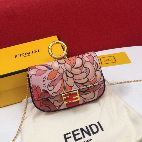 FENDI NANO BAGUETTE CHARM Borsa in Pelle Nappa Originale 7AR844 Fiore
