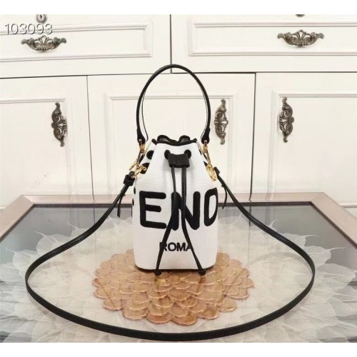 FENDI Original Mini borsa in pelle 8BS010 FD6588 Bianco