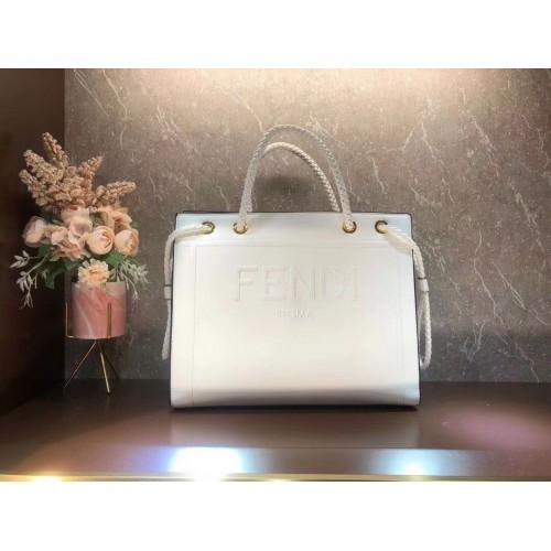 FENDI PACK BORSA SHOPPING MEDIA borsa in pelle F1508 bianca