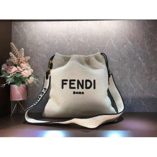 FENDI PACK SMALL POUCH Borsa grande in paglia intrecciata F1529 beige