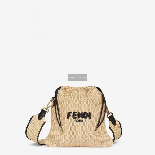 FENDI PACK SMALL POUCH Borsa piccola in paglia intrecciata F1529 albicocca