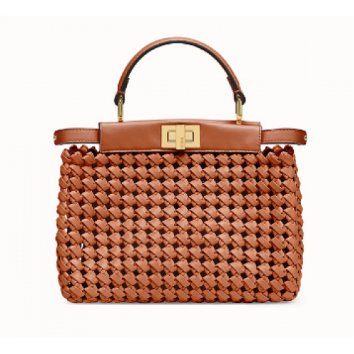 FENDI PEEKABOO ICONIC MINI borsa in pelle 8BN244 marrone