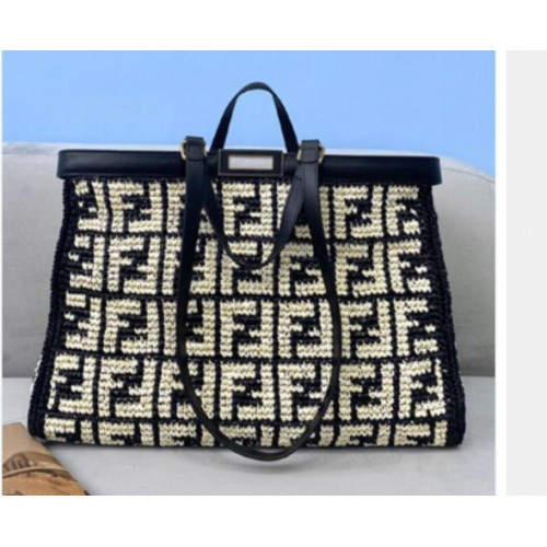 Borsa FENDI PEEKABOO ICONIC in pelle 8BN244 nero&bianca
