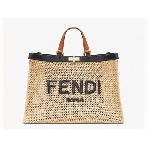 FENDI Borsa PEEKABOO ICONIC in pelle 8BN245 Beige