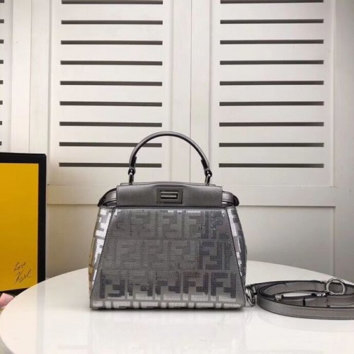 FENDI PEEKABOO ICONIC borsa in pelle F0335 Argento