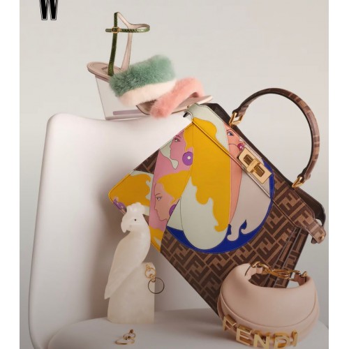 FENDI PEEKABOO ISEEU Borsa MEDIA in Pelle Originale 0196 Lady Print