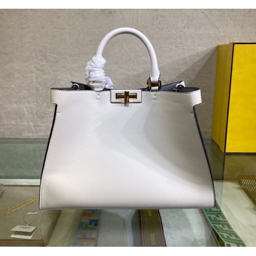 FENDI PEEKABOO ISEEU Borsa Piccola in Pelle Originale 0196 Bianco