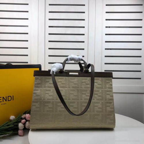FENDI PEEKABOO X-TOTE borsa in tela 8BH374A beige