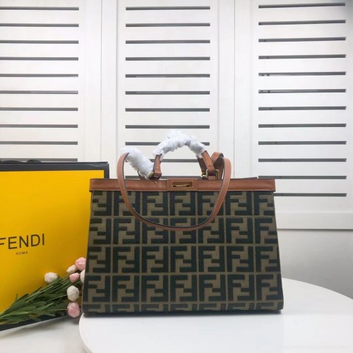 Borsa in tela FENDI PEEKABOO X-TOTE 8BH374A marrone&verde