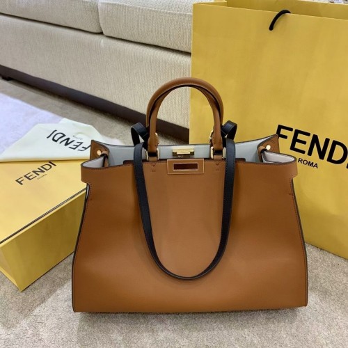 FENDI PEEKABOO X-TOTE borsa in pelle F1527 marrone
