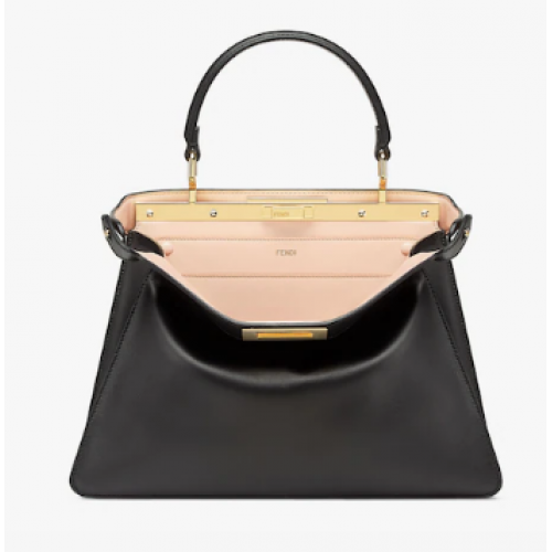 FENDI Peekaboo ISeeU Borsa in pelle nera rosa media 8BN321A