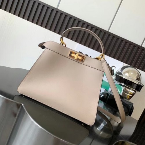 FENDI Peekaboo ISeeU Borsa media in pelle 8BN321A grigia