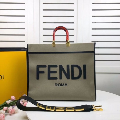 FENDI SUNSHINE LARGE Shopper in flanella verde 8BH372