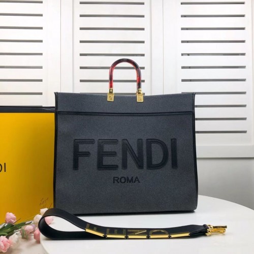FENDI SUNSHINE LARGE Shopper in flanella grigia 8BH372