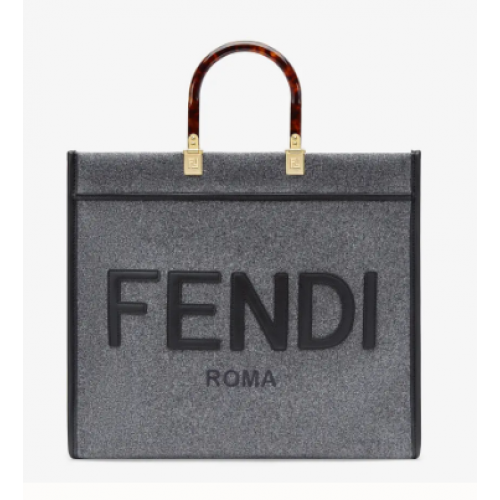 FENDI SUNSHINE LARGE shopper in flanella 8BH371 grigio