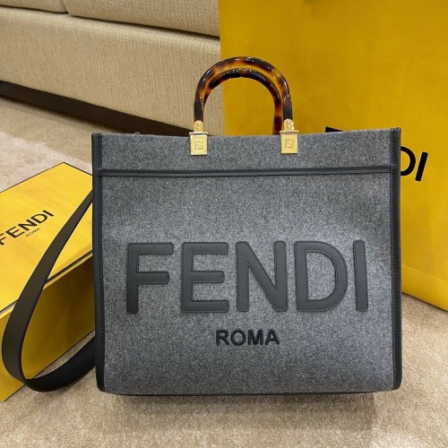 FENDI SUNSHINE GRANDE shopper in flanella 8BH375 Grigio