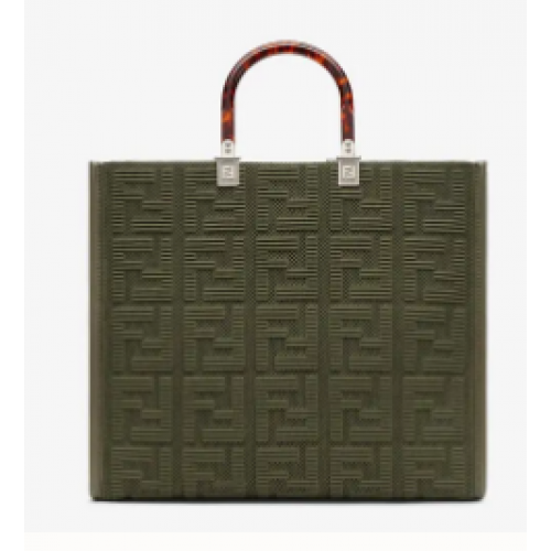 Shopper in tessuto FENDI SUNSHINE MEDIUM FF 8BH386A verde