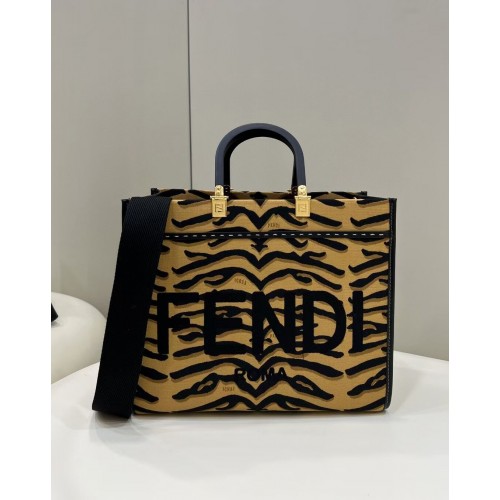 Shopper in tessuto FENDI SUNSHINE MEDIUM FF 8BM127 marrone