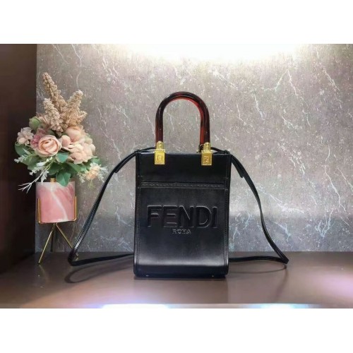 FENDI SUNSHINE SHOPPER mini borsa in pelle F1620 nera