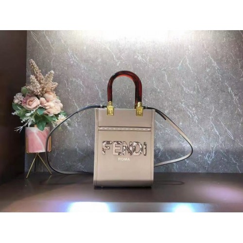 FENDI SUNSHINE SHOPPER mini borsa in pelle F1620 grigia