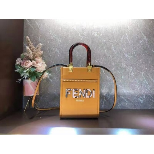 FENDI SUNSHINE SHOPPER mini borsa in pelle F1620 arancione