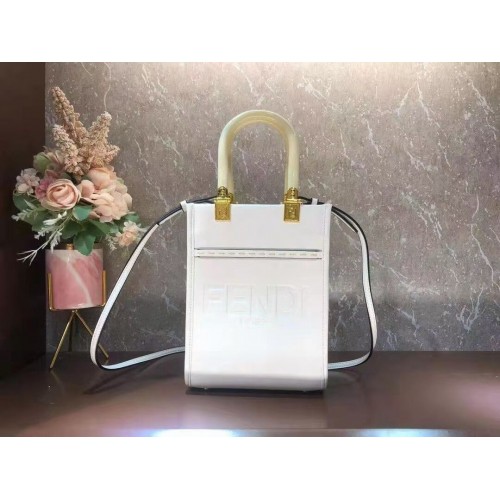 FENDI SUNSHINE SHOPPER mini borsa in pelle F1620 bianca