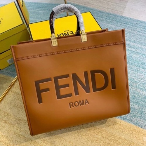 FENDI SUNSHINE shopper grande in pelle marrone 8BH387A