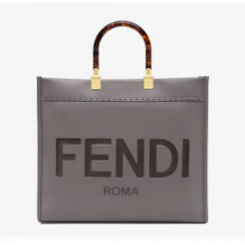 FENDI SUNSHINE shopper grande in pelle grigia 8BH387A