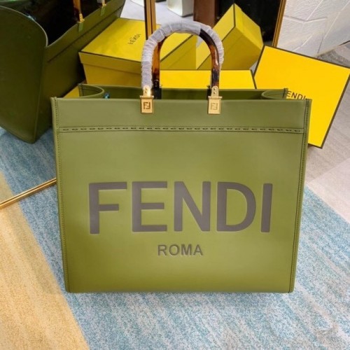 FENDI SUNSHINE shopper grande in pelle verde 8BH387A