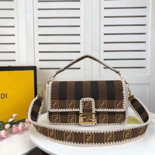 FENDI borsa in tessuto 8BR033 Caffè