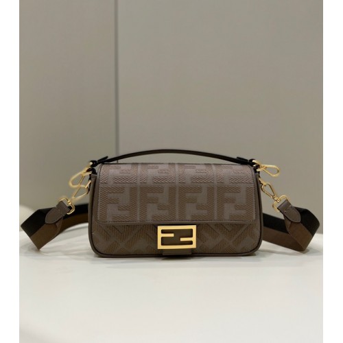 Borsa in tessuto Fendi Baguette Chain FF 8BR600A grigia
