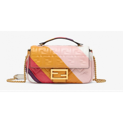 Fendi Baguette Chain Midi Borsa in pelle con stampa multicolor 8BR6525