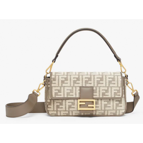 Fendi Baguette Borsa in tessuto FF tapestry tortora 8BS010A
