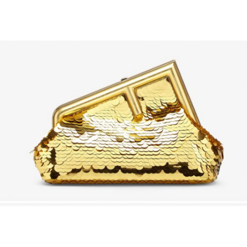 Borsa Fendi First Small con paillettes 8BP129 oro