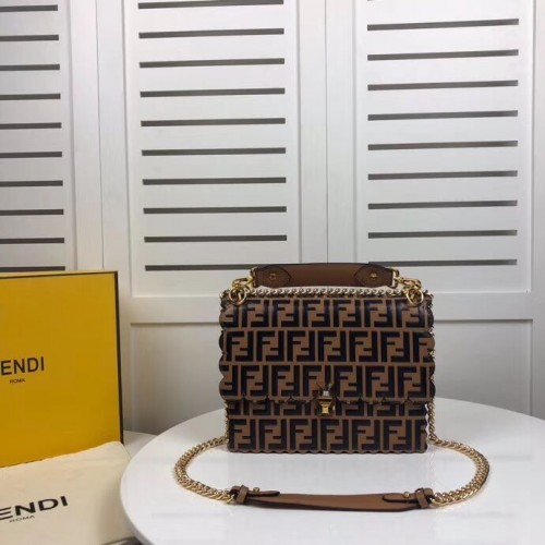 Borsa Fendi KAN IF in pelle 8BF053 Marrone