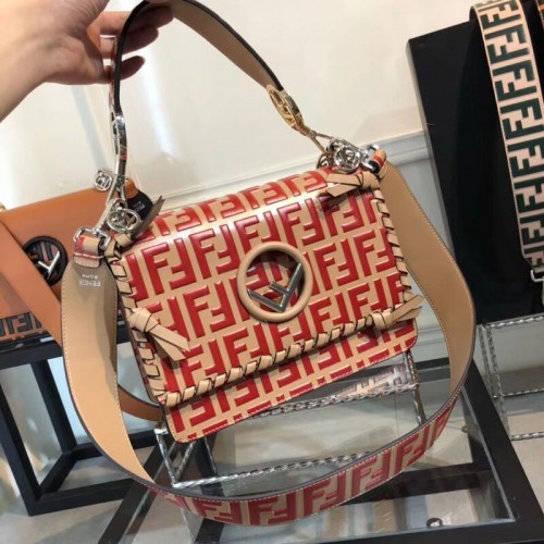Fendi KAN I LOGO Borsa a mano media 8BT284 rossa
