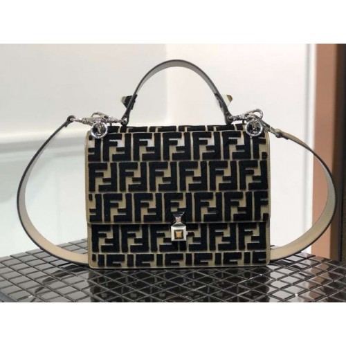 Fendi KAN I Borsa in tessuto multicolor 8BT283A black&Khaki