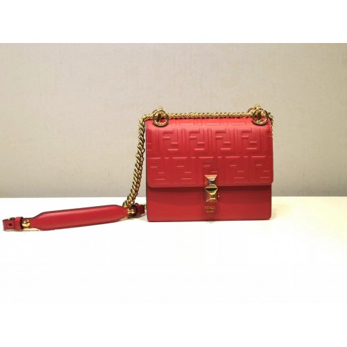 Fendi KAN I SMALL Borsa mini in tessuto multicolor 8BT0381 rossa